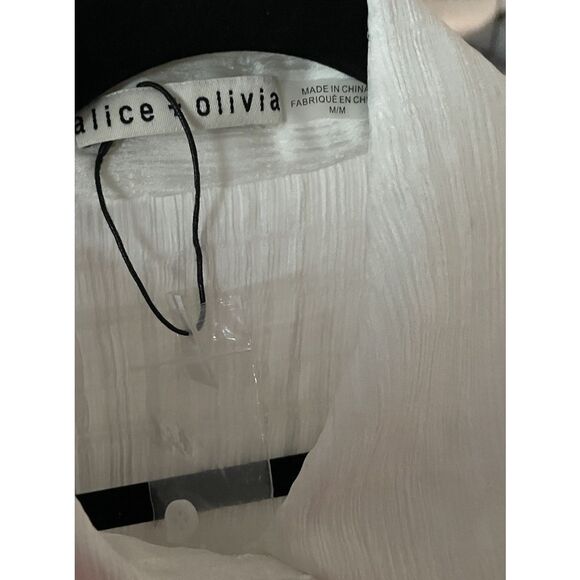 New Alice + Olivia Finely Oversized Long Button Down  Blouse Shirt  Off White M - Picture 4 of 4